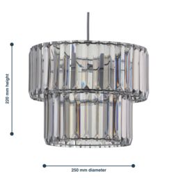 First Choice Lighting Clint - Smoked Acrylic Crystal Two Tier Easy Fit Pendant Shade in Silver - thumbnail 7