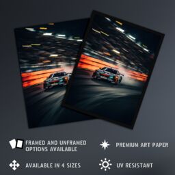 Artery8 Wall Art Print Sports Car Challenge Motorsport Racing Circuit For Him Man Cave Artwork Art Framed in Black - Size: A4 - thumbnail 2