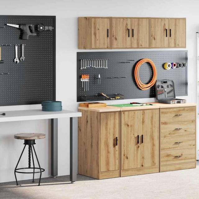 Berkfield Home Garage Cabinets 2 pcs Artisan Oak Engineered Wood in Brown - image 1