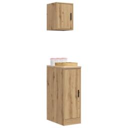 Berkfield Home Garage Cabinets 2 pcs Artisan Oak Engineered Wood in Brown - thumbnail 4