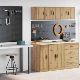 Berkfield Home Garage Cabinets 2 pcs Artisan Oak Engineered Wood in Brown - thumbnail 1