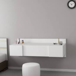 Destina Home Bertus Dressing Table Makeup Vanity Table with Mirror Wall Mounted with Storage in White - Size: 1 Pack - thumbnail 3
