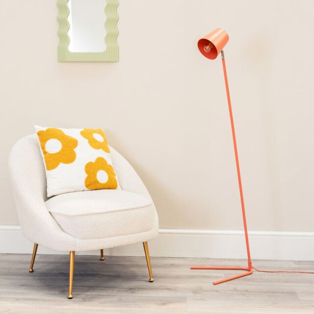 ValueLights Lark Metal Task Slimline Floor Lamp in Pink - image 1