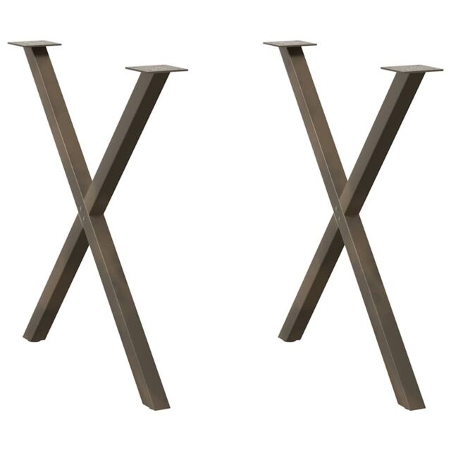 Berkfield Home Dining Table Legs X-Shaped 2 pcs Natural Steel 80x(72-73) cm Steel in Brown - image 1