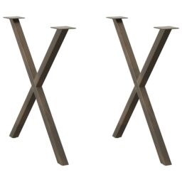 Berkfield Home Dining Table Legs X-Shaped 2 pcs Natural Steel 80x(72-73) cm Steel in Brown - thumbnail 1
