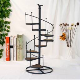 EONLION Metal Spiral Plant Stand 8 Tier Flower Pots in Black - thumbnail 1