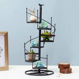EONLION Metal Spiral Plant Stand 8 Tier Flower Pots in Black - thumbnail 5