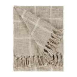 Yard Beni Slub Cotton Check Throw in Beige - Size: 130 cm x 180 cm