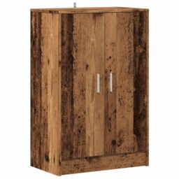Berkfield Home Shoe Cabinet Old Wood 60x35x92 cm Engineered Wood in Brown - Size: 60 x 35 x 92 cm - thumbnail 2