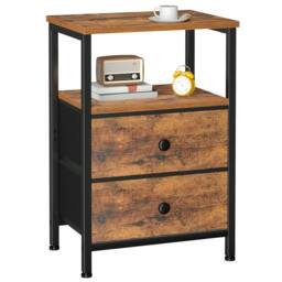 FORGEVIO Bedside Table, Small Side Table with 2 Fabric 30x40x60 cm in Brown - Size: 30 x 40 x 60 cm