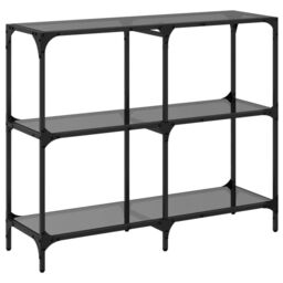 Berkfield Home Console Table with Black Glass Top 98x30x81 cm Steel - Size: 98 x 30 x 81 cm - thumbnail 6