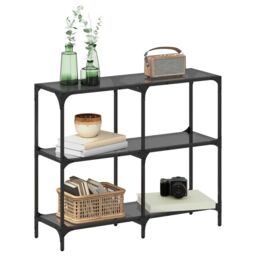 Berkfield Home Console Table with Black Glass Top 98x30x81 cm Steel - Size: 98 x 30 x 81 cm - thumbnail 3