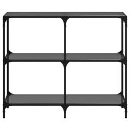 Berkfield Home Console Table with Black Glass Top 98x30x81 cm Steel - Size: 98 x 30 x 81 cm - thumbnail 4