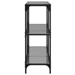 Berkfield Home Console Table with Black Glass Top 98x30x81 cm Steel - Size: 98 x 30 x 81 cm - thumbnail 5