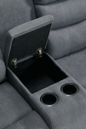More4Homes Boston 2 Seater Manual Recliner Sofa w Drinks Console in Grey - thumbnail 6