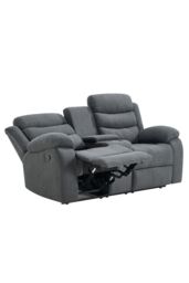 More4Homes Boston 2 Seater Manual Recliner Sofa w Drinks Console in Grey - thumbnail 5