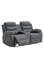 More4Homes Boston 2 Seater Manual Recliner Sofa w Drinks Console in Grey - thumbnail 4