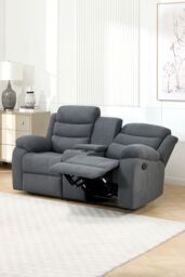 More4Homes Boston 2 Seater Manual Recliner Sofa w Drinks Console in Grey - thumbnail 8