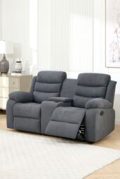 More4Homes Boston 2 Seater Manual Recliner Sofa w Drinks Console in Grey - thumbnail 7