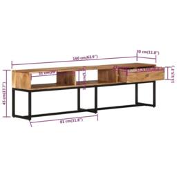 Berkfield Home TV Cabinet 160x30x45 cm Solid Wood Acacia in Brown - Size: 160 x 30 x 45 cm - thumbnail 8