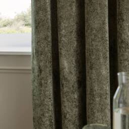 Paoletti Lustre Velvet Fully Lined Eyelet Curtain Pair in Green - Size: 117 cm width x 137 cm drop - thumbnail 4