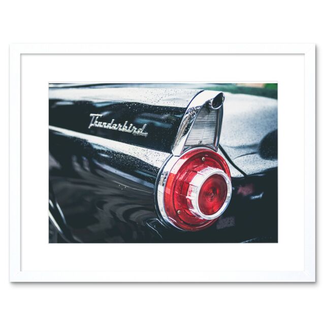 "Artery8 Wall Art Print Onojeghuo Thunderbird Tail Light Car Framed in White - Size: W7"" x H9""" - image 1
