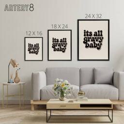 "Artery8 It's All Gravy Baby Funky Bold Retro Typography Framed Canvas Art in Beige - Size: W12"" x H16""" - thumbnail 4