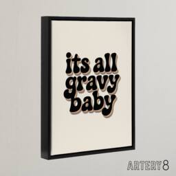 "Artery8 It's All Gravy Baby Funky Bold Retro Typography Framed Canvas Art in Beige - Size: W12"" x H16""" - thumbnail 2