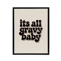 "Artery8 It's All Gravy Baby Funky Bold Retro Typography Framed Canvas Art in Beige - Size: W12"" x H16""" - thumbnail 1