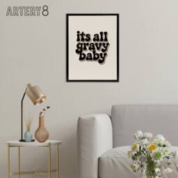 "Artery8 It's All Gravy Baby Funky Bold Retro Typography Framed Canvas Art in Beige - Size: W12"" x H16""" - thumbnail 3
