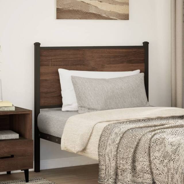Berkfield Home Headboard Brown Oak 80 cm Engineered Wood & Steel - image 1