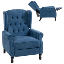 HOMCOM Manual Reclining Armchair Recliner with Footrest Royal Blue - thumbnail 2