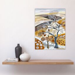 "Artery8 Abstract Autumnal Tree Fields Artwork Pumpkins Wall Art Print in Beige - Size: W12"" x H16""" - thumbnail 4