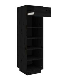 Berkfield Home Shoe Cabinet Black 34x30x105 cm Solid Wood Pine - Size: 34 x 30 x 105 cm - thumbnail 5