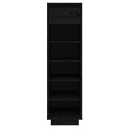 Berkfield Home Shoe Cabinet Black 34x30x105 cm Solid Wood Pine - Size: 34 x 30 x 105 cm - thumbnail 3