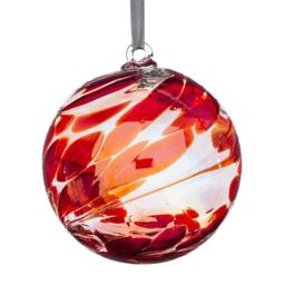 Sienna Glass 10cm Friendship Ball Happy 80th Birthday in Dark Red