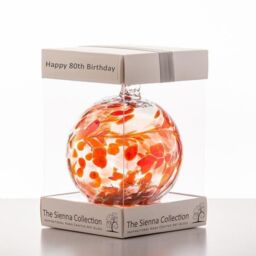 Sienna Glass 10cm Friendship Ball Happy 80th Birthday in Dark Red - thumbnail 3