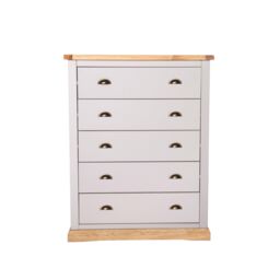 Cabinet Bits Bomporto 5 Drawer Chest of Drawers Brass Cup Handle in Light Grey - thumbnail 1