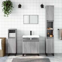 Berkfield Home Bathroom Cabinet Grey Sonoma 58x33x60 cm Engineered Wood - Size: 58 x 33 x 60 cm - thumbnail 2