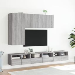 Berkfield Home TV Wall Cabinet Grey Sonoma 60x30x30 cm Engineered Wood - Size: 60 x 30 x 30 cm - thumbnail 4