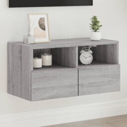 Berkfield Home TV Wall Cabinet Grey Sonoma 60x30x30 cm Engineered Wood - Size: 60 x 30 x 30 cm - thumbnail 1