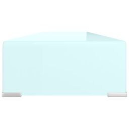 Berkfield Home TV Stand/Monitor Riser Glass Green 110x30x13 cm - Size: 110 x 30 x 13 cm - thumbnail 4
