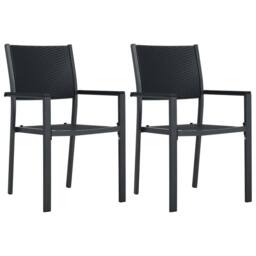 Berkfield Home Durable Garden Chairs 2 pcs Black Plastic Rattan Look - thumbnail 2