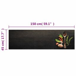 Berkfield Home Kitchen Rug Washable Spices 45x150 cm Velvet in Black - thumbnail 5