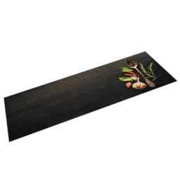 Berkfield Home Kitchen Rug Washable Spices 45x150 cm Velvet in Black