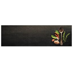 Berkfield Home Kitchen Rug Washable Spices 45x150 cm Velvet in Black - thumbnail 2
