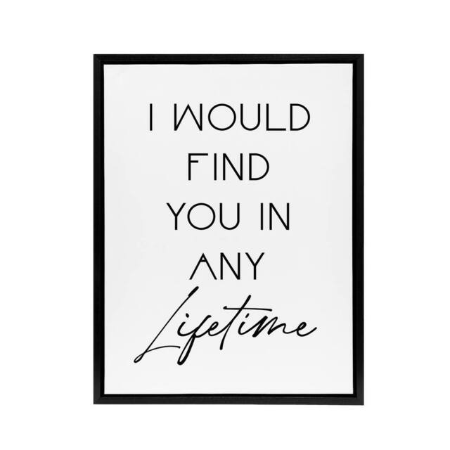 "Artery8 I Would Find You In Any Lifetime Bright Romantic Framed Canvas Art in White - Size: W12"" x H16""" - image 1