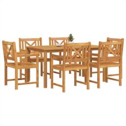 Berkfield Home 7 Piece Garden Dining Set Solid Wood Acacia in Brown - thumbnail 3