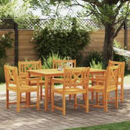 Berkfield Home 7 Piece Garden Dining Set Solid Wood Acacia in Brown - thumbnail 1