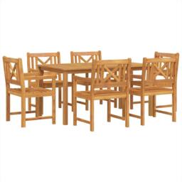 Berkfield Home 7 Piece Garden Dining Set Solid Wood Acacia in Brown - thumbnail 2